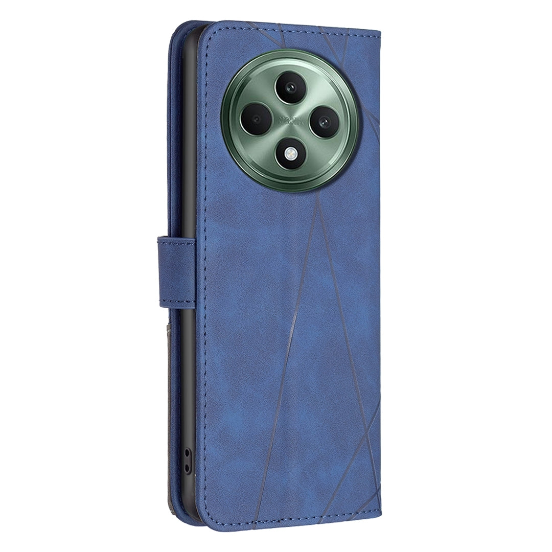 OPPO Reno12 F 5G Rhombus Texture Leather Phone Case with Magnetic Buckle and Card Holder