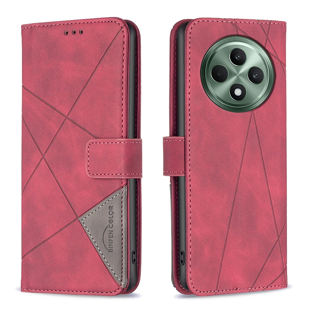 OPPO Reno12 F 5G Rhombus Texture Leather Phone Case with Magnetic Buckle and Card Holder