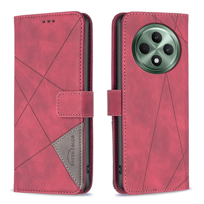 OPPO Reno12 F 5G Rhombus Texture Leather Phone Case with Magnetic Buckle and Card Holder