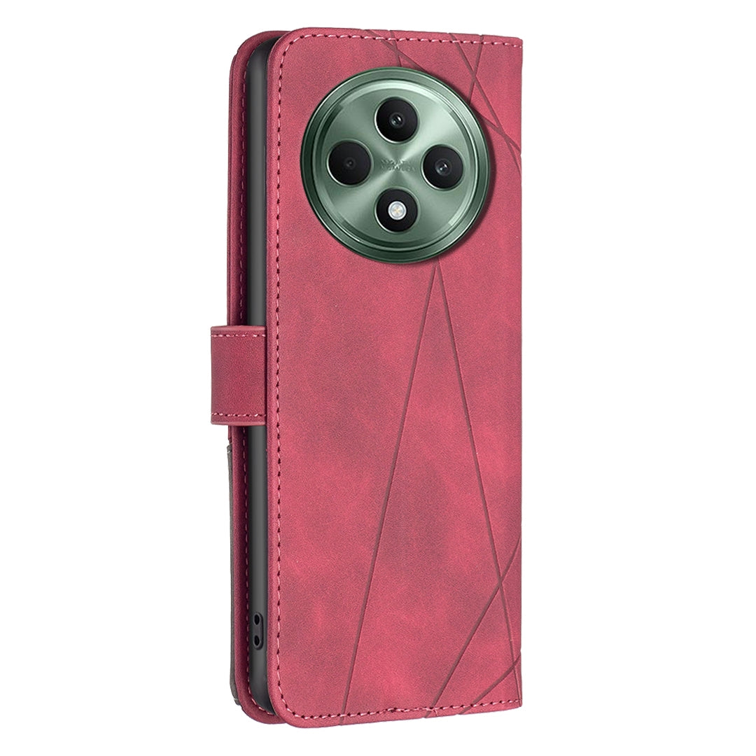 OPPO Reno12 F 5G Rhombus Texture Leather Phone Case with Magnetic Buckle and Card Holder