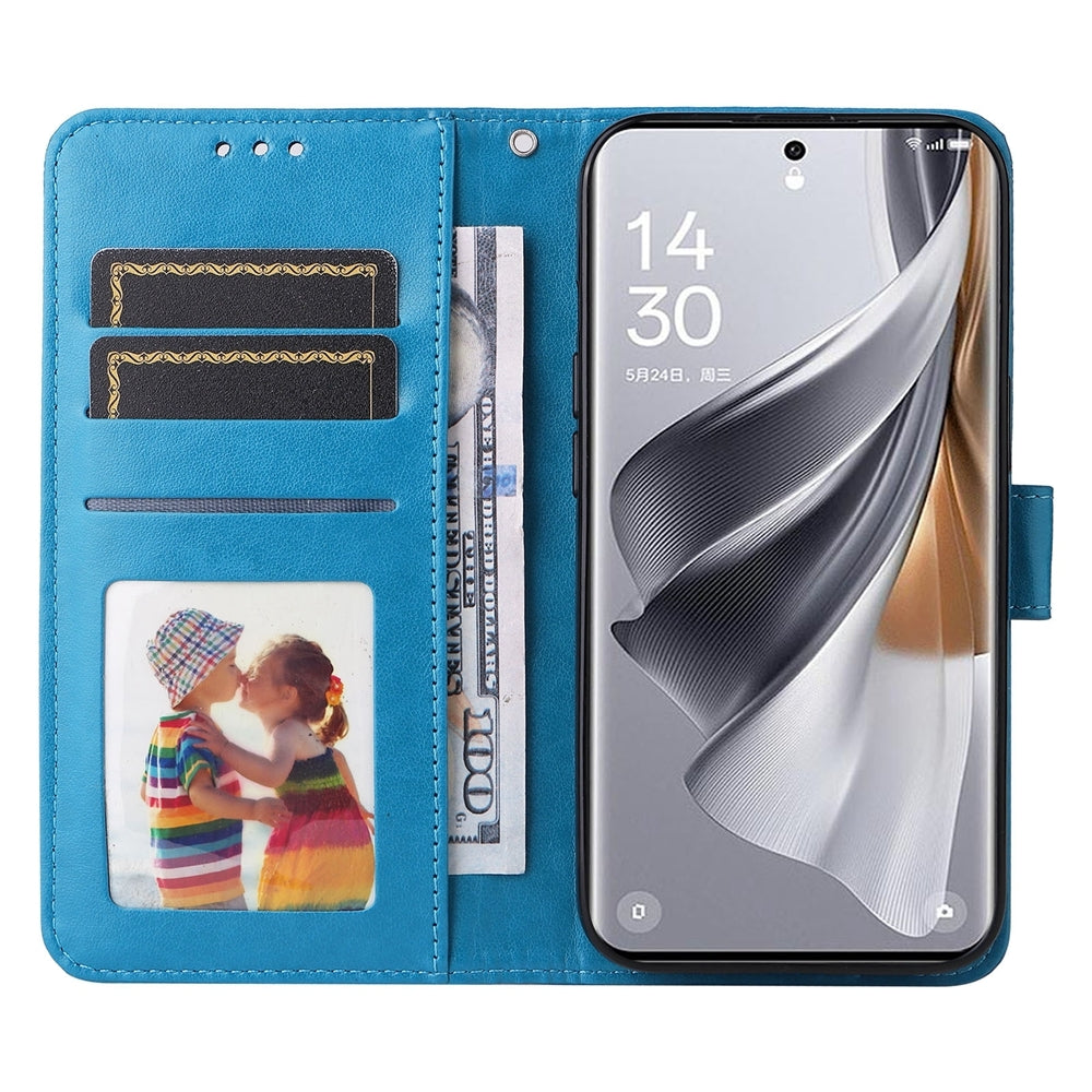 OPPO eno10 Pro 5G Sunflower Embossed Leather Wallet Phone Case with Kickstand and Card Holder