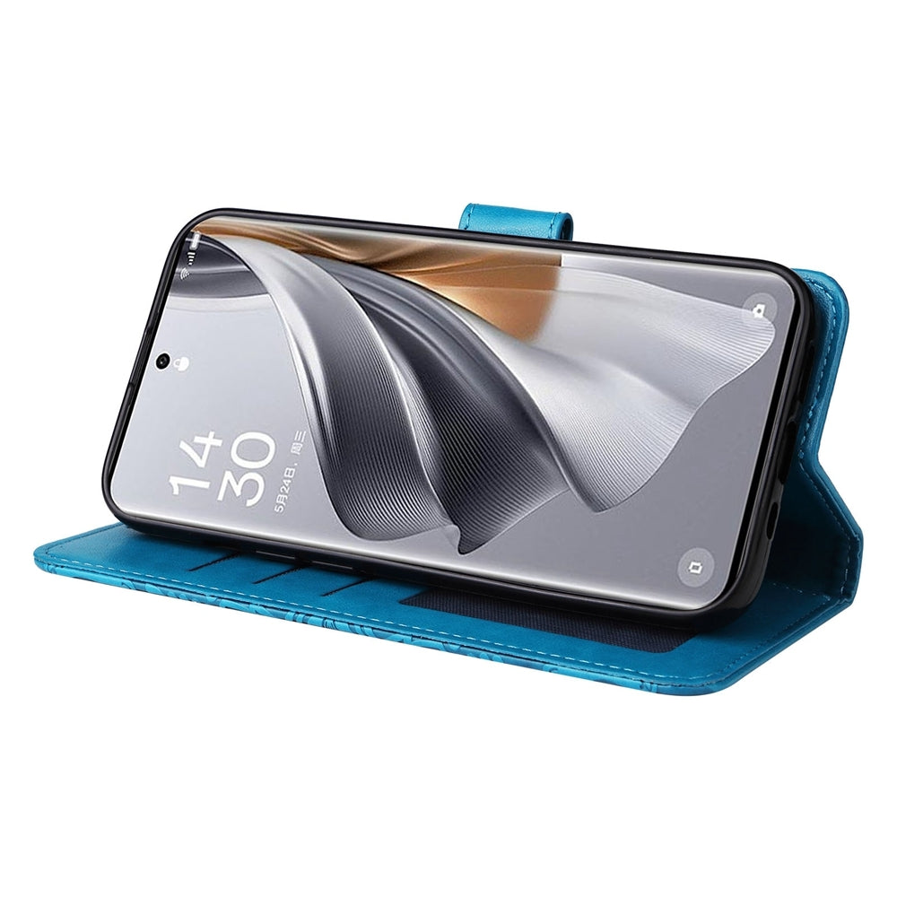 OPPO Reno10 5G Sunflower Embossed Leather Wallet Phone Case with Kickstand and Card Holder