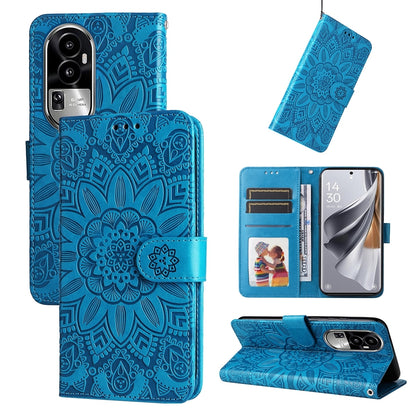 OPPO eno10 Pro 5G Sunflower Embossed Leather Wallet Phone Case with Kickstand and Card Holder