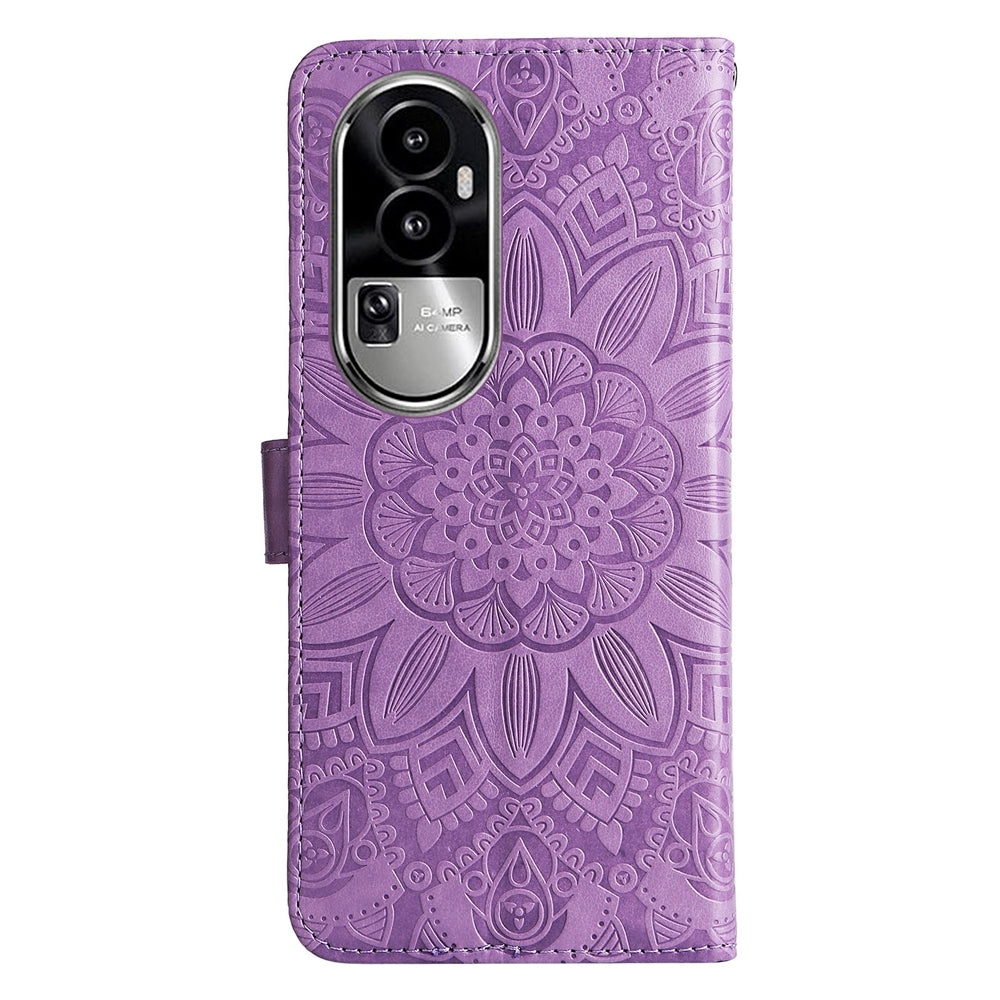 OPPO eno10 Pro 5G Sunflower Embossed Leather Wallet Phone Case with Kickstand and Card Holder