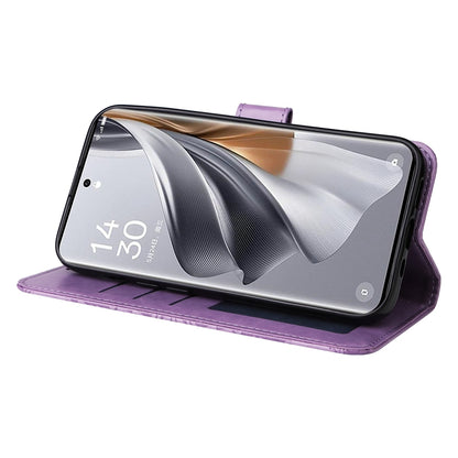 OPPO Reno10 5G Sunflower Embossed Leather Wallet Phone Case with Kickstand and Card Holder