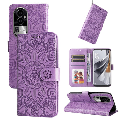 OPPO eno10 Pro 5G Sunflower Embossed Leather Wallet Phone Case with Kickstand and Card Holder