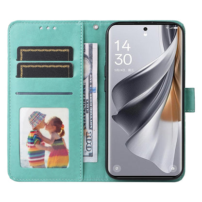 OPPO Reno10 5G Sunflower Embossed Leather Wallet Phone Case with Kickstand and Card Holder