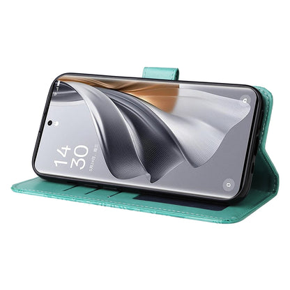 OPPO Reno10 5G Sunflower Embossed Leather Wallet Phone Case with Kickstand and Card Holder