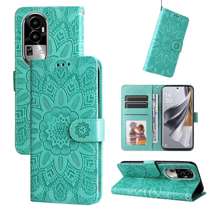 OPPO eno10 Pro 5G Sunflower Embossed Leather Wallet Phone Case with Kickstand and Card Holder