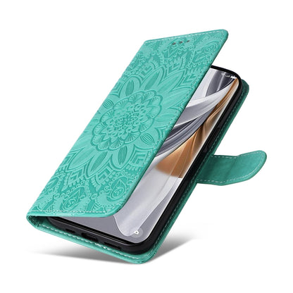 OPPO eno10 Pro 5G Sunflower Embossed Leather Wallet Phone Case with Kickstand and Card Holder