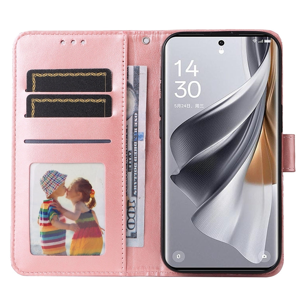 OPPO Reno10 5G Sunflower Embossed Leather Wallet Phone Case with Kickstand and Card Holder