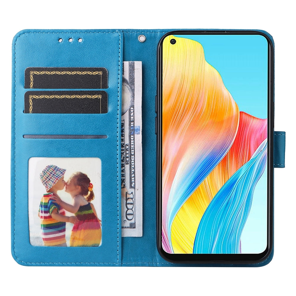 OPPO A78 4G Sunflower Embossed Leather Wallet Phone Case with Kickstand and Card Holder