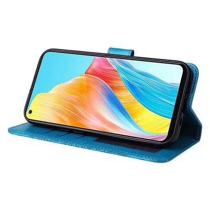 OPPO A78 4G Sunflower Embossed Leather Wallet Phone Case with Kickstand and Card Holder