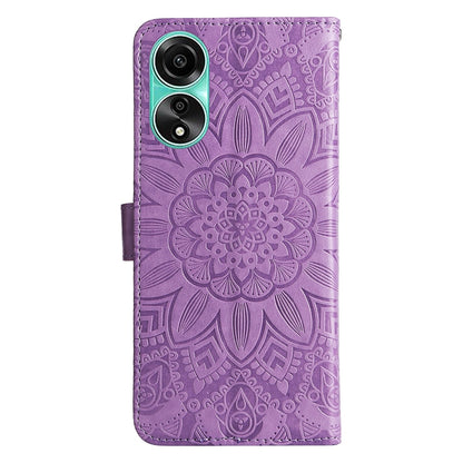 OPPO A78 4G Sunflower Embossed Leather Wallet Phone Case with Kickstand and Card Holder