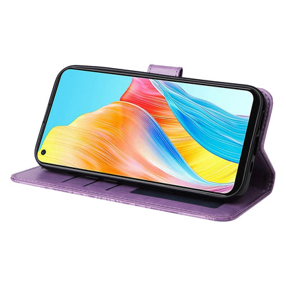 OPPO A78 4G Sunflower Embossed Leather Wallet Phone Case with Kickstand and Card Holder