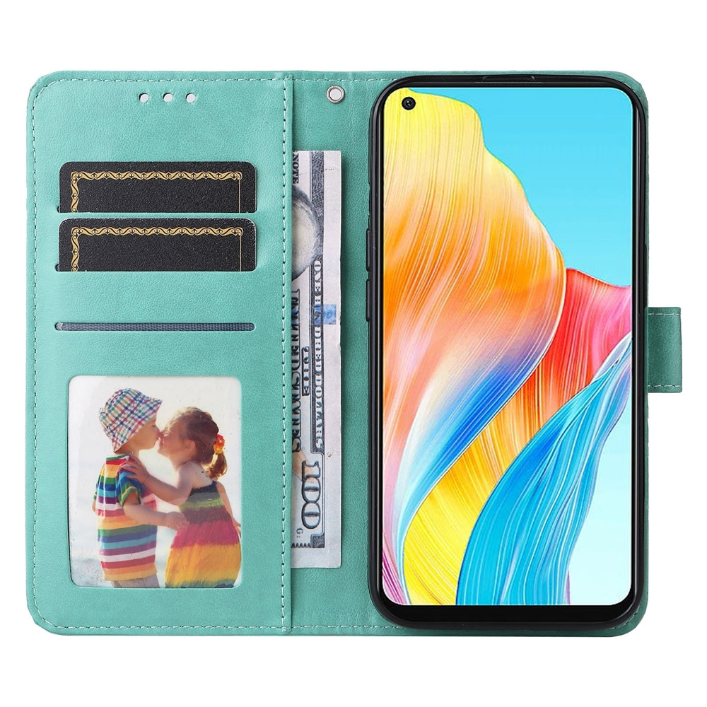 OPPO A78 4G Sunflower Embossed Leather Wallet Phone Case with Kickstand and Card Holder