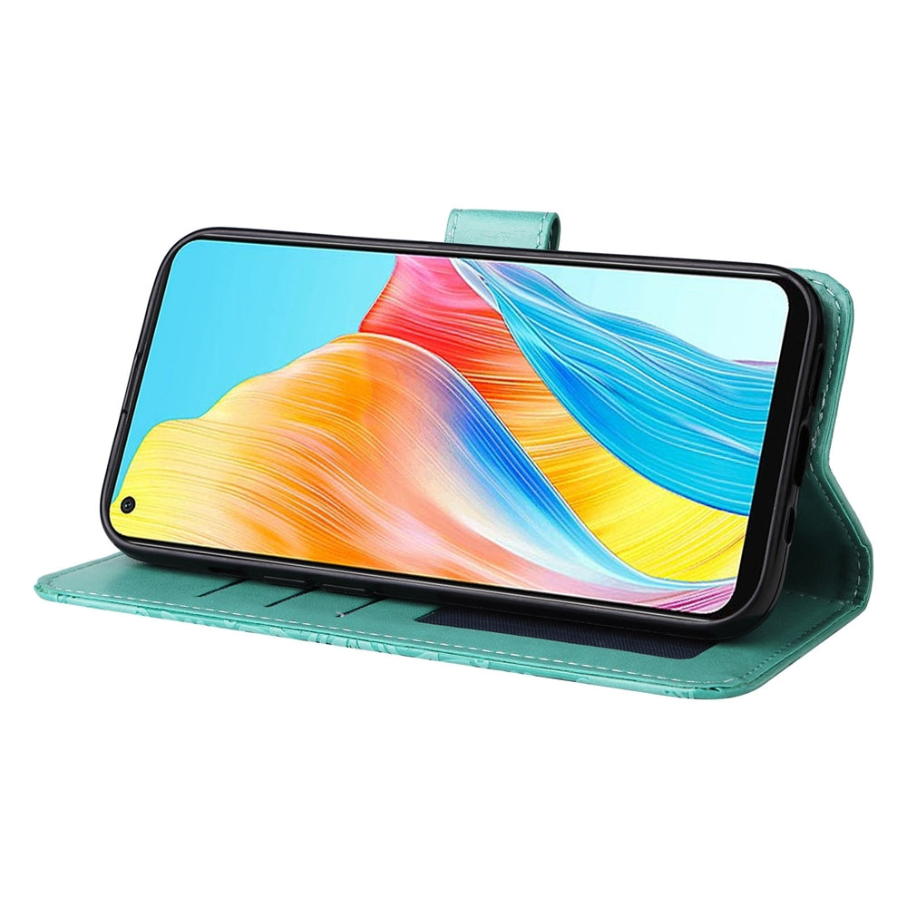 OPPO A78 4G Sunflower Embossed Leather Wallet Phone Case with Kickstand and Card Holder