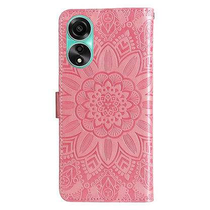 OPPO A78 4G Sunflower Embossed Leather Wallet Phone Case with Kickstand and Card Holder