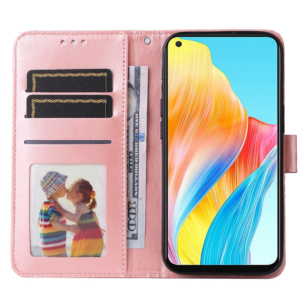 OPPO A78 4G Sunflower Embossed Leather Wallet Phone Case with Kickstand and Card Holder