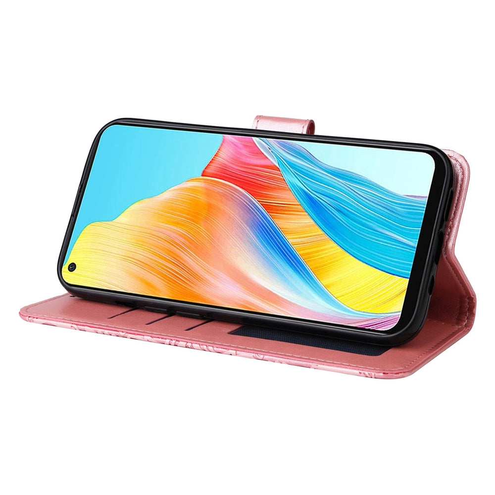 OPPO A78 4G Sunflower Embossed Leather Wallet Phone Case with Kickstand and Card Holder