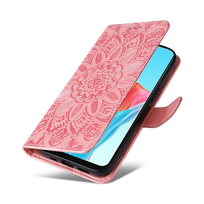 OPPO A78 4G Sunflower Embossed Leather Wallet Phone Case with Kickstand and Card Holder