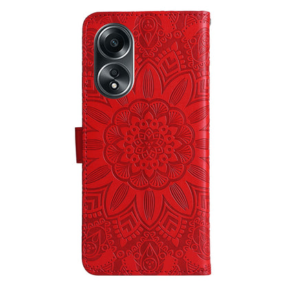 OPPO A58 4G Sunflower Embossed Leather Wallet Phone Case with Kickstand and Card Holder