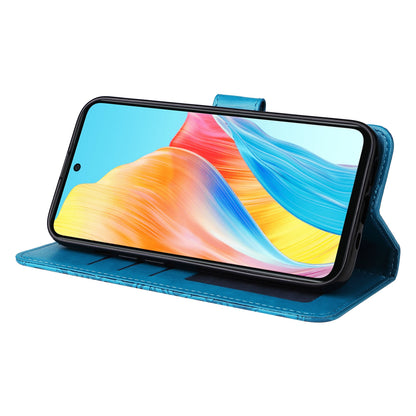 OPPO A58 4G Sunflower Embossed Leather Wallet Phone Case with Kickstand and Card Holder