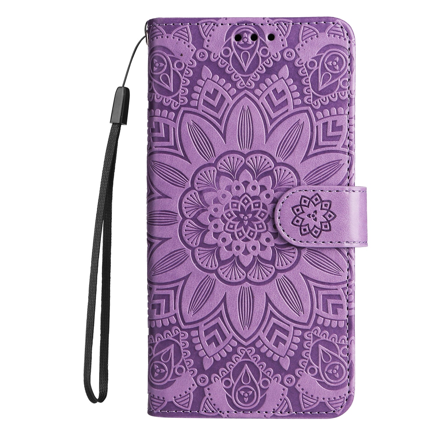 OPPO A58 4G Sunflower Embossed Leather Wallet Phone Case with Kickstand and Card Holder