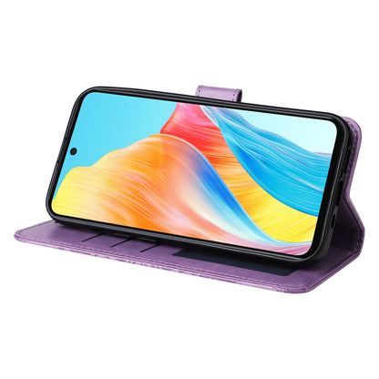 OPPO A58 4G Sunflower Embossed Leather Wallet Phone Case with Kickstand and Card Holder