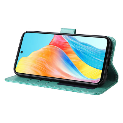 OPPO A58 4G Sunflower Embossed Leather Wallet Phone Case with Kickstand and Card Holder