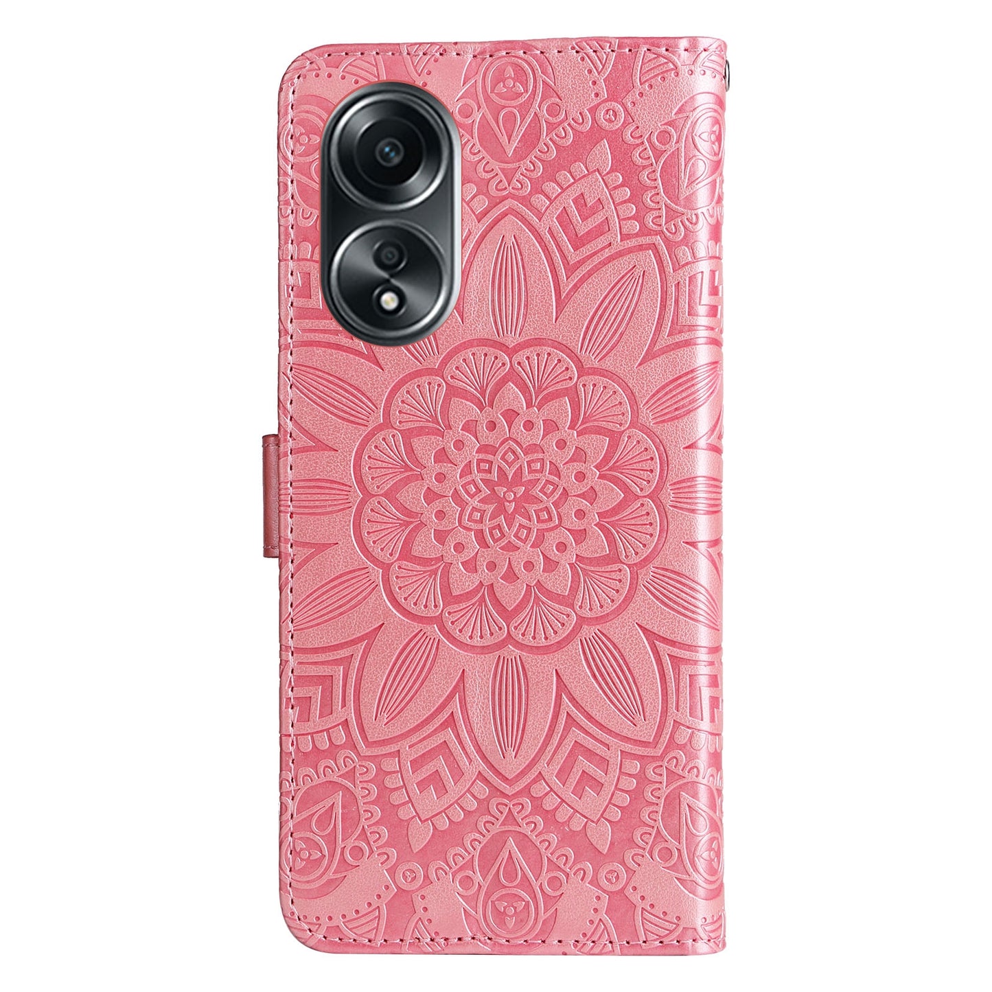 OPPO A58 4G Sunflower Embossed Leather Wallet Phone Case with Kickstand and Card Holder