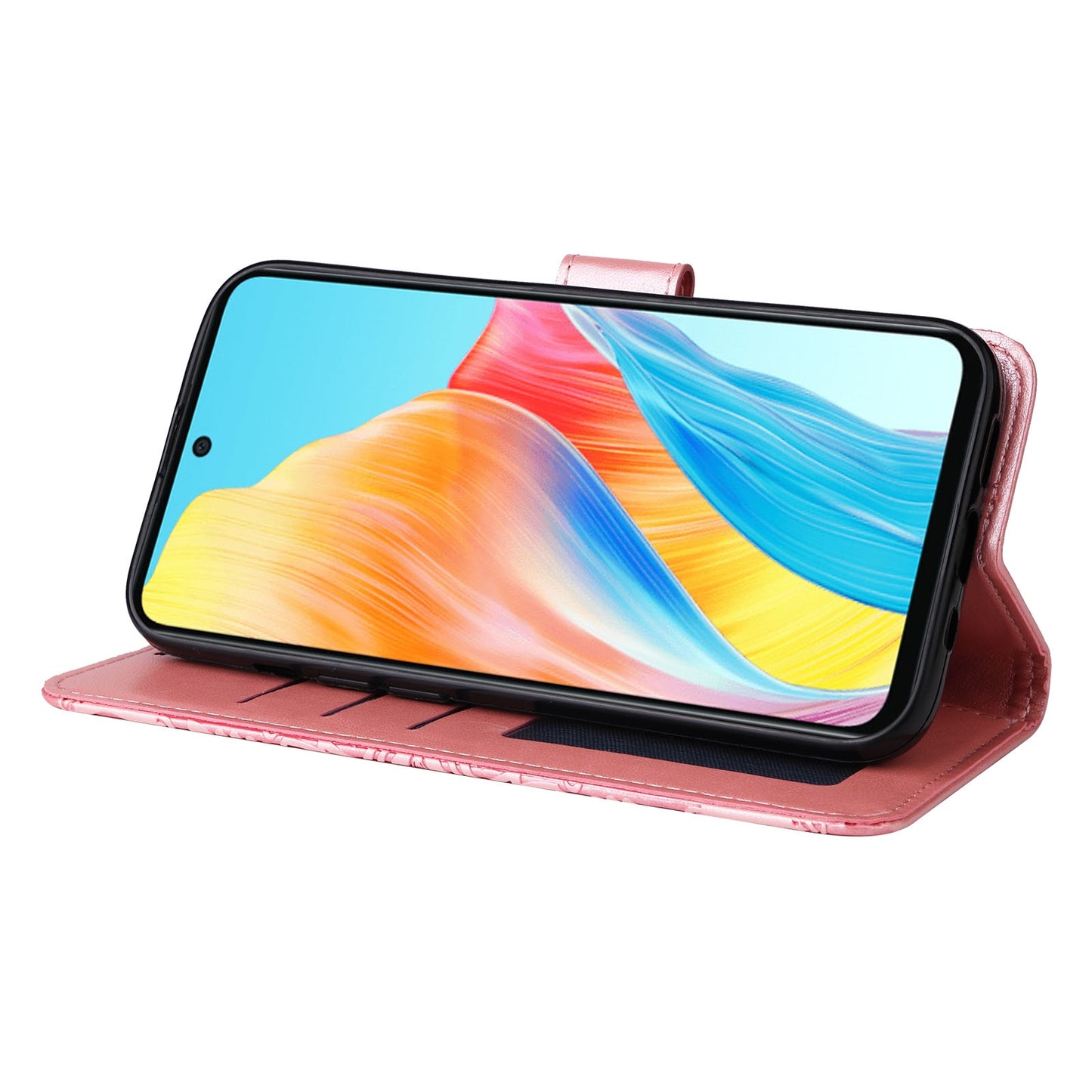 OPPO A58 4G Sunflower Embossed Leather Wallet Phone Case with Kickstand and Card Holder