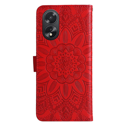 OPPO A38 4G Sunflower Embossed Leather Wallet Phone Case with Kickstand and Card Holder