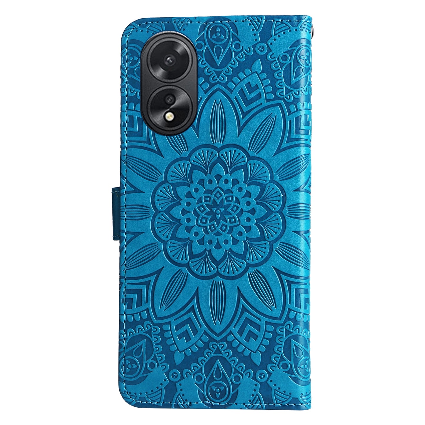 OPPO A18 4G Global Sunflower Embossed Leather Wallet Phone Case with Kickstand and Card Holder