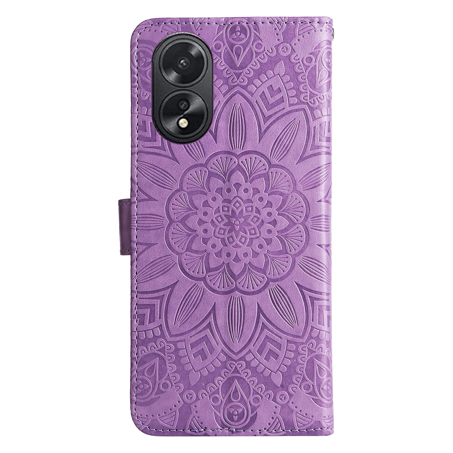 OPPO A38 4G Sunflower Embossed Leather Wallet Phone Case with Kickstand and Card Holder