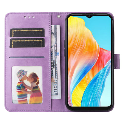 OPPO A18 4G Global Sunflower Embossed Leather Wallet Phone Case with Kickstand and Card Holder