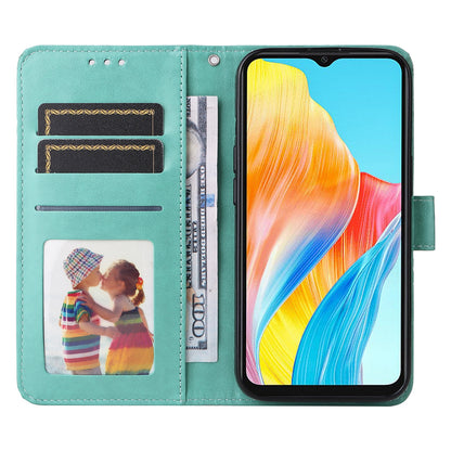 OPPO A38 4G Sunflower Embossed Leather Wallet Phone Case with Kickstand and Card Holder