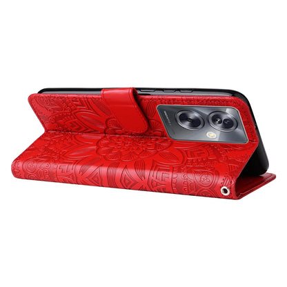 OPPO A79 5G Sunflower Embossed Leather Wallet Phone Case with Kickstand and Card Holder