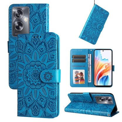 OPPO A79 5G Sunflower Embossed Leather Wallet Phone Case with Kickstand and Card Holder