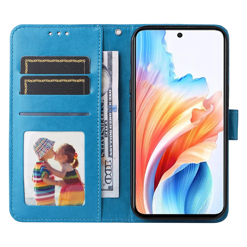 OPPO A79 5G Sunflower Embossed Leather Wallet Phone Case with Kickstand and Card Holder