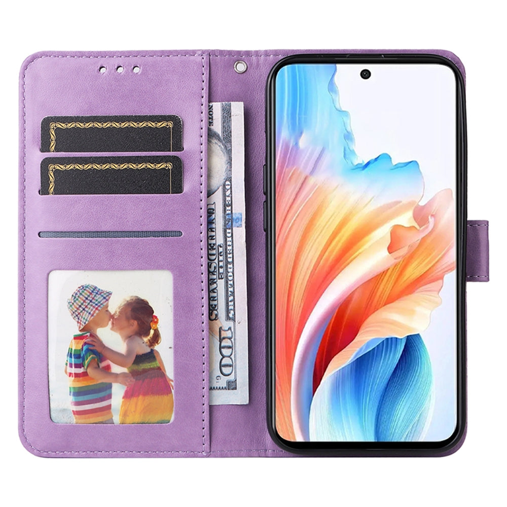 OPPO A79 5G Sunflower Embossed Leather Wallet Phone Case with Kickstand and Card Holder