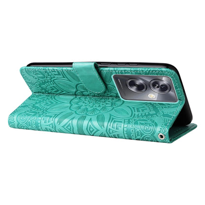 OPPO A79 5G Sunflower Embossed Leather Wallet Phone Case with Kickstand and Card Holder