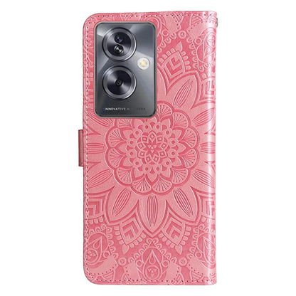 OPPO A79 5G Sunflower Embossed Leather Wallet Phone Case with Kickstand and Card Holder