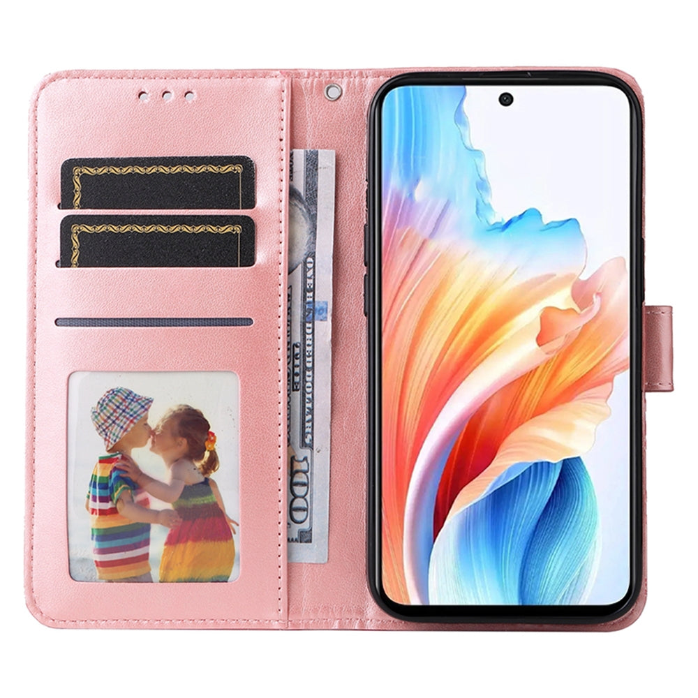 OPPO A79 5G Sunflower Embossed Leather Wallet Phone Case with Kickstand and Card Holder