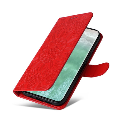 OPPO Reno11 5G Global Sunflower Embossed Leather Wallet Phone Case with Kickstand and Card Holder