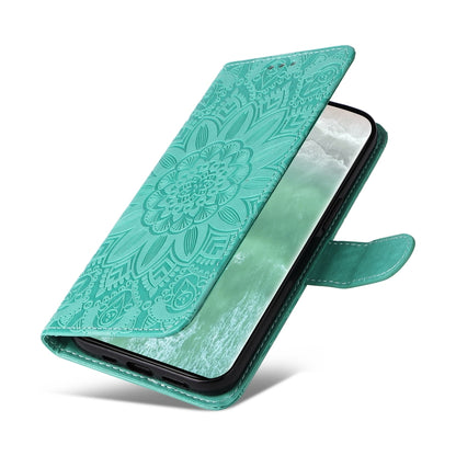 OPPO Reno11 5G Global Sunflower Embossed Leather Wallet Phone Case with Kickstand and Card Holder