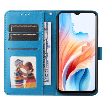 OPPO A59 5G Sunflower Embossed Leather Wallet Phone Case with Kickstand and Card Holder