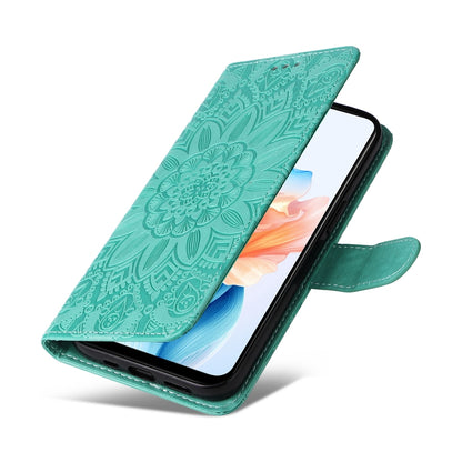 OPPO A2m Sunflower Embossed Leather Wallet Phone Case with Kickstand and Card Holder