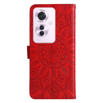 OPPO Reno11 F25 Pro Global Sunflower Embossed Leather Wallet Phone Case with Kickstand and Card Holder