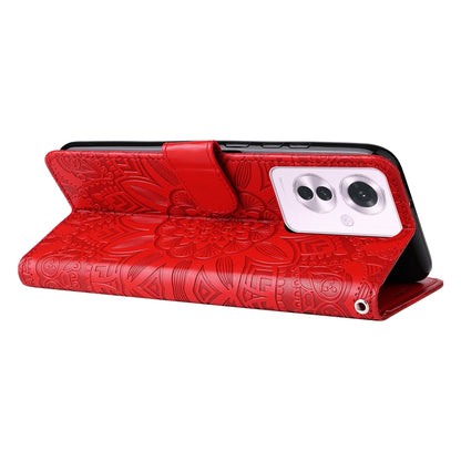 OPPO Reno11 F25 Pro Global Sunflower Embossed Leather Wallet Phone Case with Kickstand and Card Holder